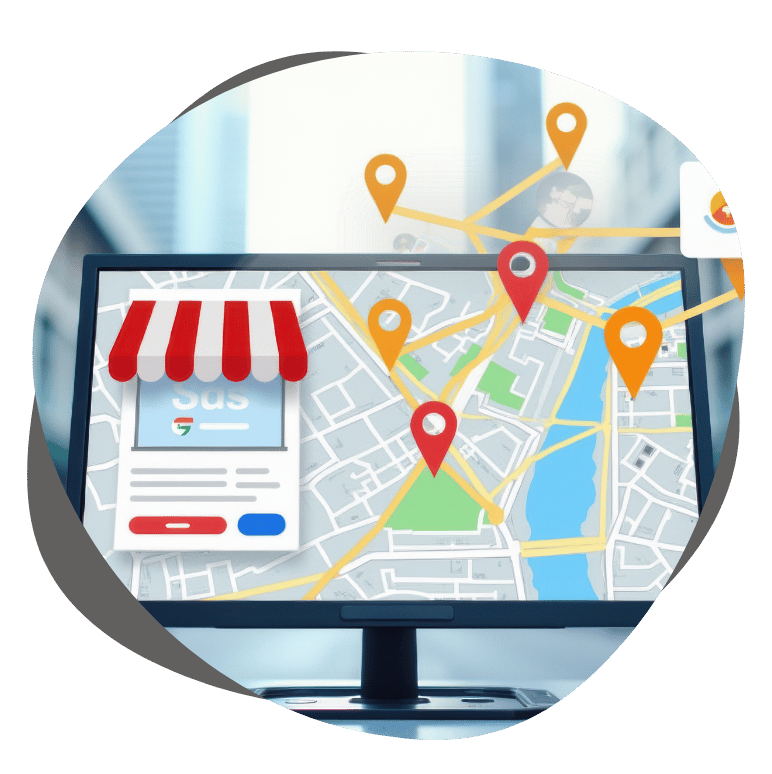 Service business owner reviewing local search rankings and planning visibility improvements with marketing team.